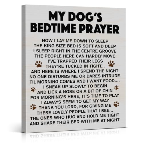 XIPLUM Christian My Dog's Bedtime Prayer Poster Painting Wall Decor Vintage Dog Quotes Sayings Canvas Wall Art Picture for Home Living Room Dog Room Decorations, 8x10 Inch