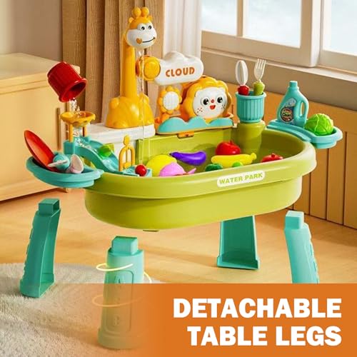 Évier jouet avec eau courante table à eau multi-jeux tout-petits avec écoulement - 2