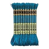 8 Meters 12 Strands Metallic Embroidery Floss Cross Stitch Needlework Thread, Metallic Electric Blue, 10 Skeins