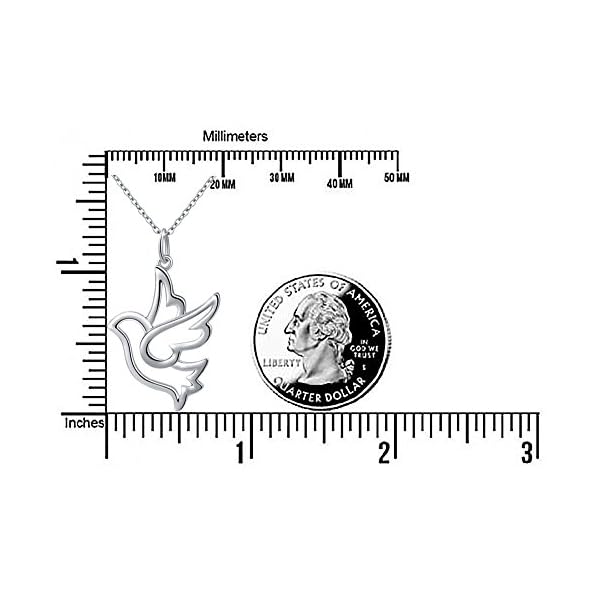 DAOCHONG S925 Sterling Silver Doves Birds Faith Hope Love Pendant Necklace 18 inches Rolo Chain