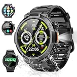 Smart Watches for Men (Answer/Make Call), 1.53" HD Military Smartwatch, 50+ Days Extra-Long Battery Life Fitness Watch , Flashlight/110+Sports/Heart Rate/Sleep Monitor/IP68 Waterproof Android iOS