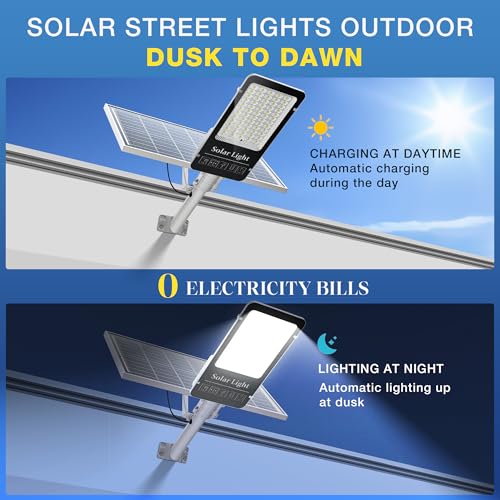 OKPRO 10000W Commercial Split Solar Street Light Outdoor, Solar Lights Outdoor Waterproof for Parking Lot, Dusk to Dawn Solar Flood Light with Remote Control for Yard, Driveway, Road - image 4