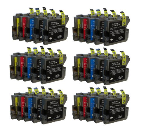 30 wkładów do drukarek Brother z różnymi kolorami kolorów zastępuje LC970 LC1000 DCP-130C DCP-135C DCP-150C, DCP-330C DCP-350C DCP-357C DCP-540C DCP-560CN DCP-750CW DCP-770CW MFC-235C MFC-240C, MFC-40C N MFC-4655 CN MFC-660CN MFC-680CN MFC-845CW MFC-885CW MFC-3360CN MFC-5460CN MFC-5860CN