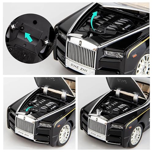 Image of Invite Enterprise Die-Cast Car 1:32 Rolls Royce Phantom Diecast Metal Pullback Toy Car With Openable Doors & Light, Music Boys Gifts Toys For Kids(1:32 Rolls Royce - Silver /Black)