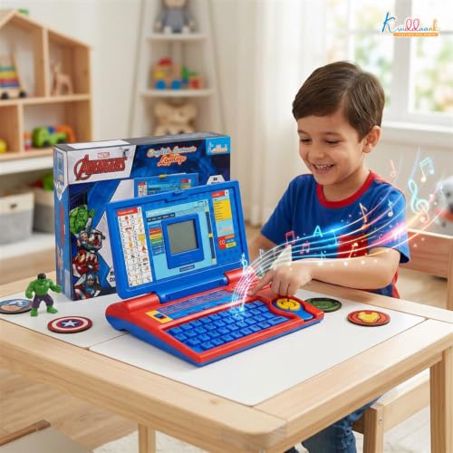 Image of Avengers Educational Laptop for Kids, 20 Learning Activities for 3+ Year Old Boys, Interactive Toy for Alphabet, Numbers, Math, Music & Logic, Memory Skill Development, Birthday Gift - Red