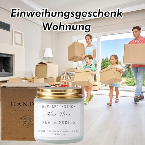 Ronoza Einzugsgeschenke Wohnung, Einweihungsgeschenk Duftkerze im Glas, Einweihungsgeschenk Haus, Geschenk zum Einzug, Einweihungsgeschenk Wohnung, Neues Zuhause Geschenk (Lavendel)