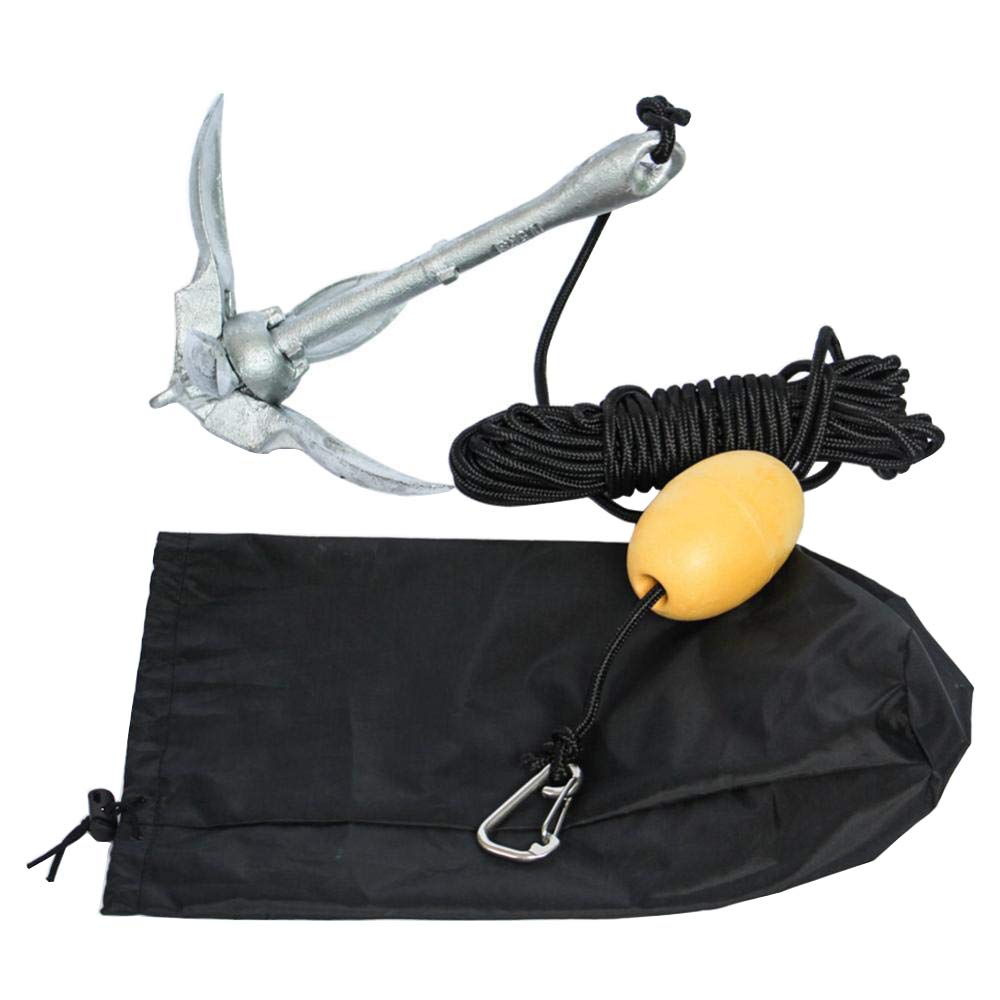 Kit Ancora Canoa 1,5 kg Acciaio zincato per Canoa Kayak SUP e Piccole imbarcazioni