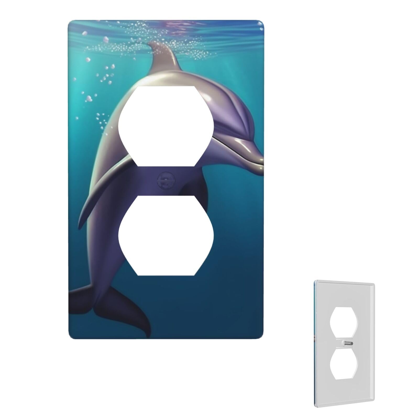 1-Gang Decorator Wall Plate Cute sea animal dolphin Light Switch Cover Single Gang Receptacle Wall Plate Standard Size 4.5" x 2.76" Wallplate Unbreakable Polycarbonate Outlet Faceplates Cover