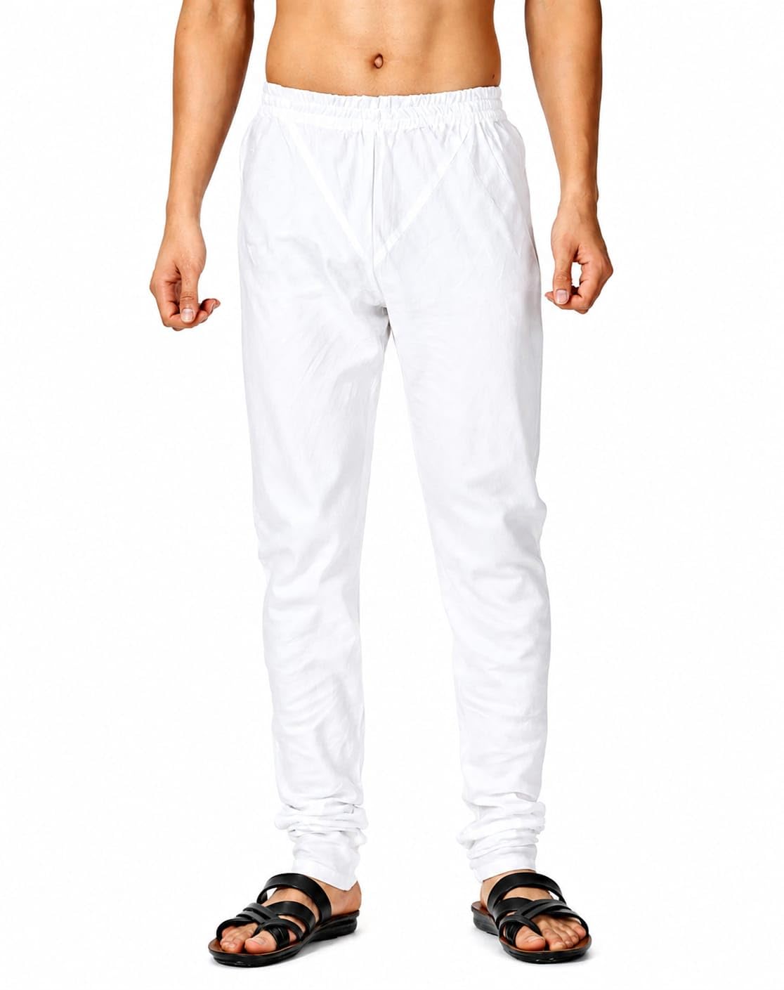 Men's Cotton Blend Churidar Pajama Slim Fit Elastic Waist-image-0