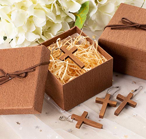 50-Pack Cross Keychains - 1.2 x 1.75-Inch Wooden Cross Key Chain, Religious Key Chains for Party Favors, Sunday School DIY Craft