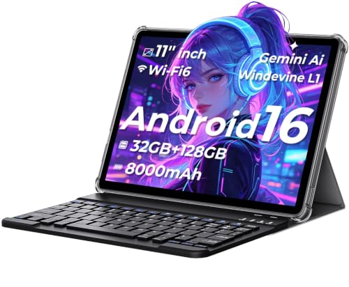 Image of Android 16 Tablet 11 inch with Keyboard, 32GB RAM + 128GB ROM