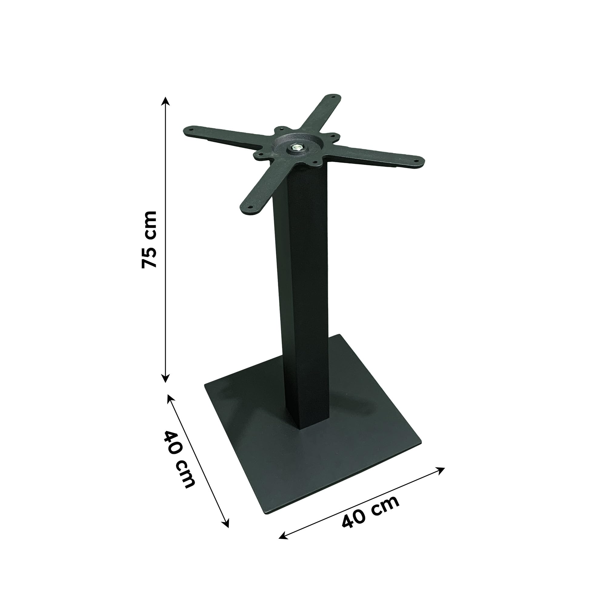 Sicignano | Base de mesa de hierro de 75 cm de altura – Universal, estable, apta para tableros de madera de mármol – Robusta y fácil de montar para casa, bar, restaurante u oficina (liso), color negro