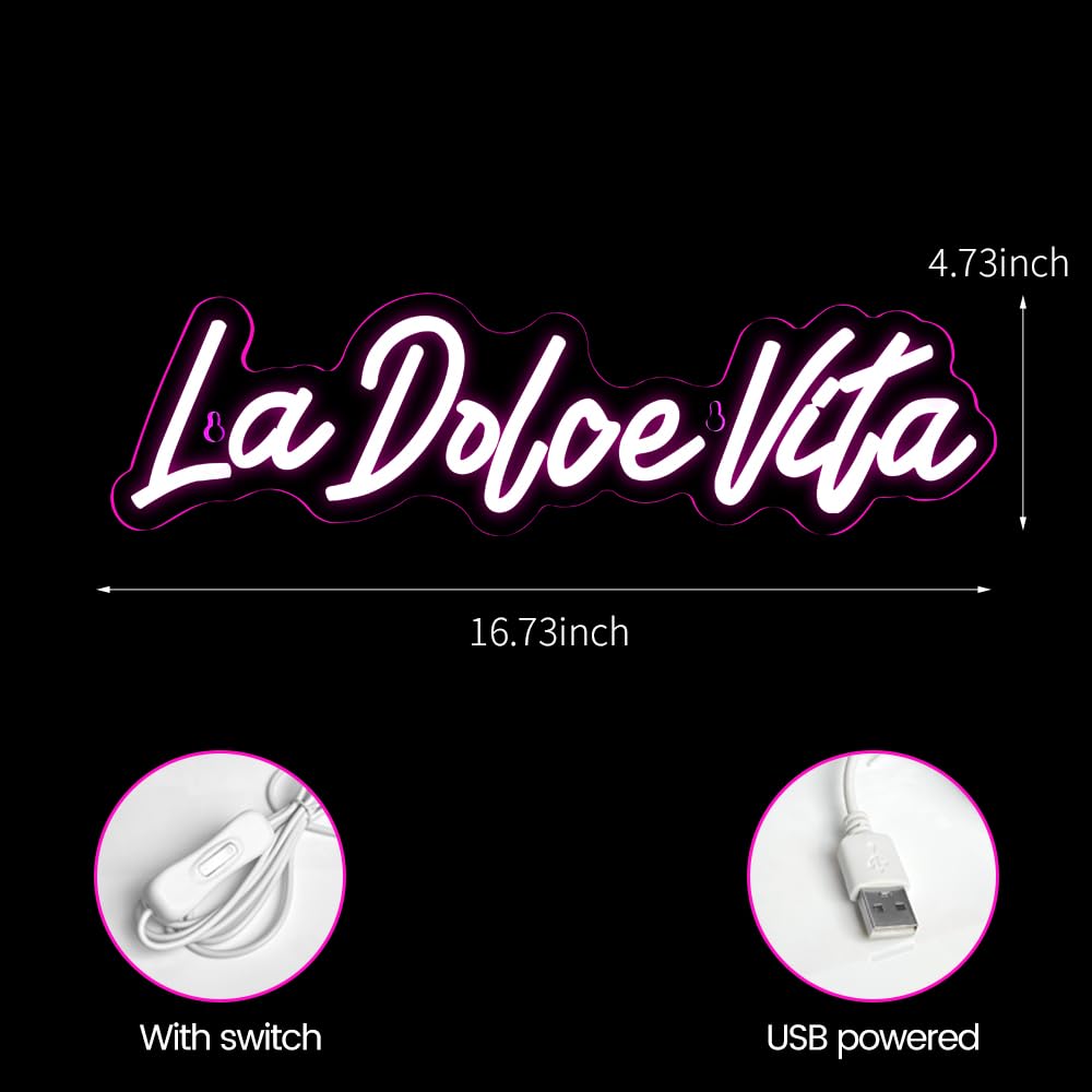 La Dolce Vita Targa neon per decorazione da parete, idea regalo per matrimoni, feste e compleanni, pratiche luci al neon a LED per la decorazione della casa