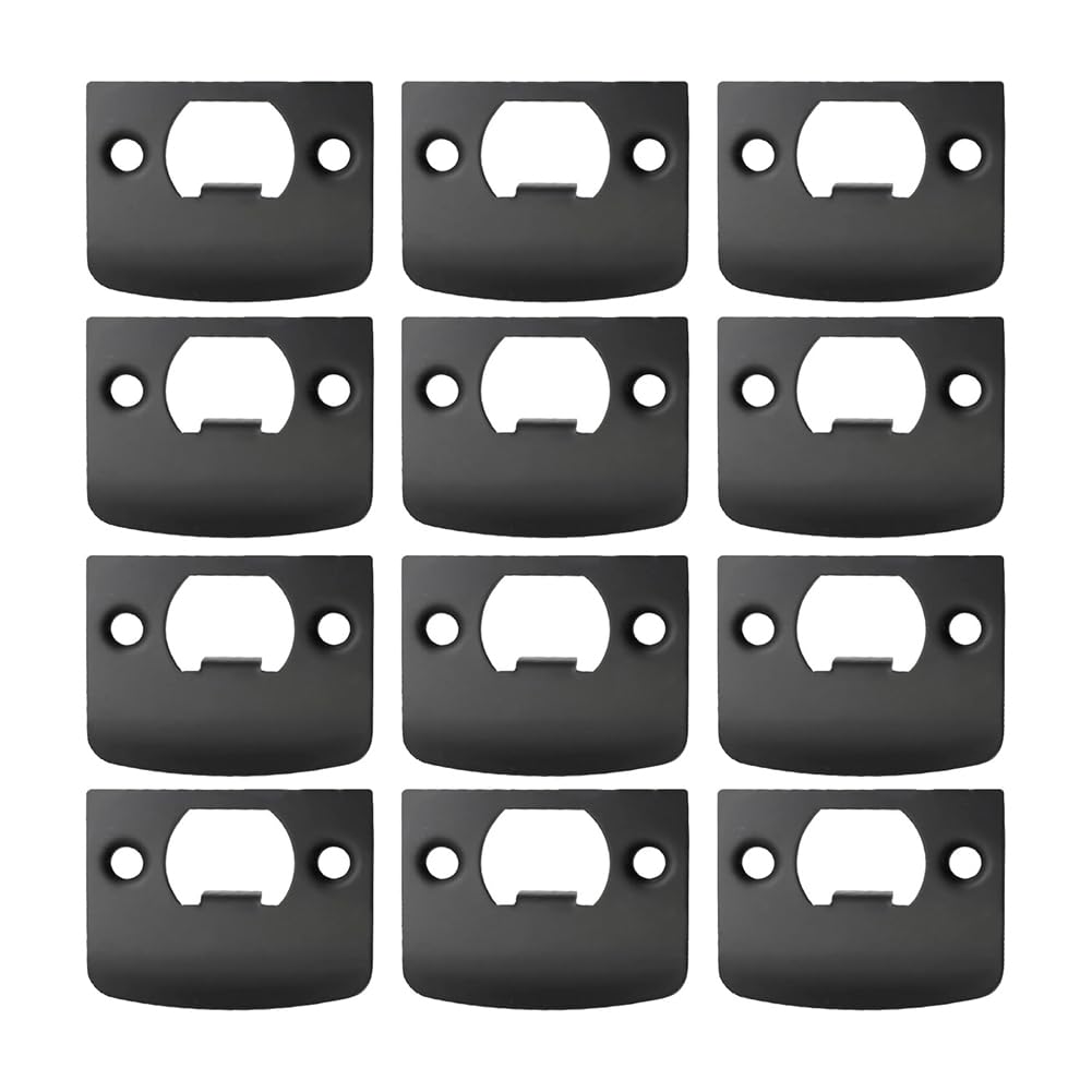 Osmond 12 PCS Door Strike Plate, Black Deadbolt Strike Plate, Stainless Steel Deadbolt Covers Door Reinforcement Kit