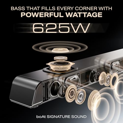 Image of Boat Aavante 5.2.4 Prime 6250DA, Dolby Atmos, 625W, 5.2.4CH(Dual Subwoofers & Wireless Satellites), QR for Installation, Bluetooth Sound bar, Home Theatre Soundbar Speaker (Premium Black)