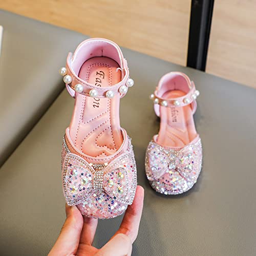 Little Kid Girls Dress Pumps Sequins Princess Low Heels Mary Jane Party Dance Shoes Rhinestones Bowknot Sandals3