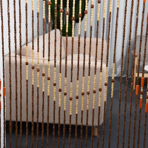 CHZIMADE Beaded Door Curtain Bamboo Wooden Fly Curtain Screen 27 Lines String Bead Curtain for Doorway 175x90CM - Image 4