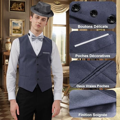 Costume 3 pièces pour hommes Gatsby années 1920 Gangster à fines rayures Costume 3 pièces pour hommes Gatsby années 1920 Gangster à fines rayures