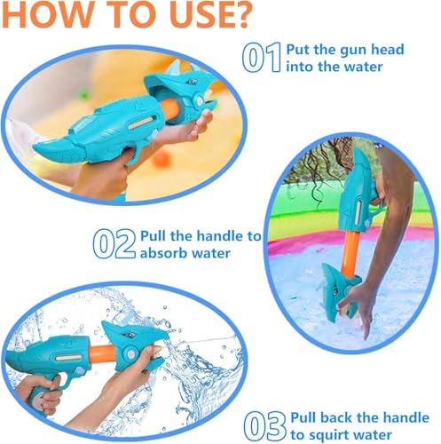 Image of Storio Water Blaster Gun for Kids and Adults, Dinosaur and Shark Modeling Water Guns, Water Gun for Garden Outdoor Parties Summer Pool On The Beach
