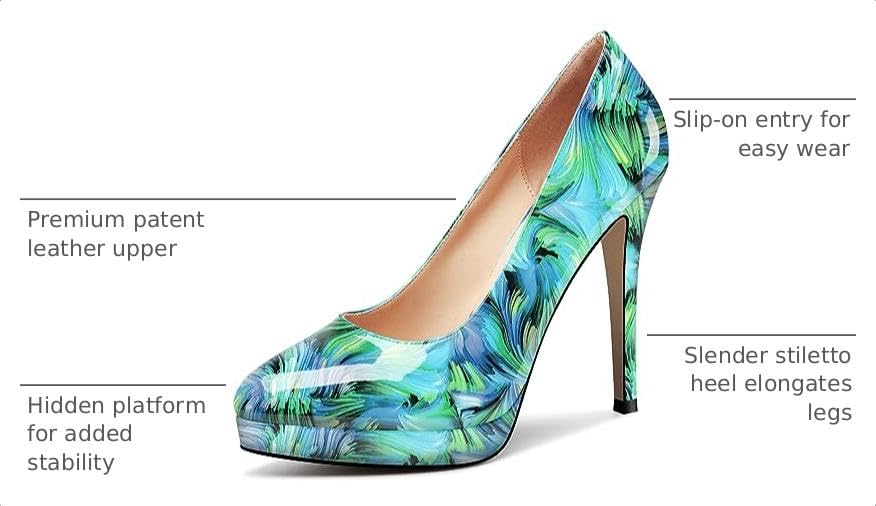 Image of Castamere Womens High Heels Platform Pumps Slip-on Stilettos 12CM Heel Office Dress Shoes