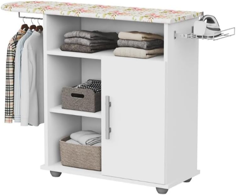 Tabua Para Passar Roupa Com Organizador Prateleiras 1 Porta (BRAN...