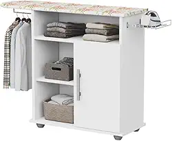 Tabua Para Passar Roupa Com Organizador Prateleiras 1 Porta (BRANCO)
