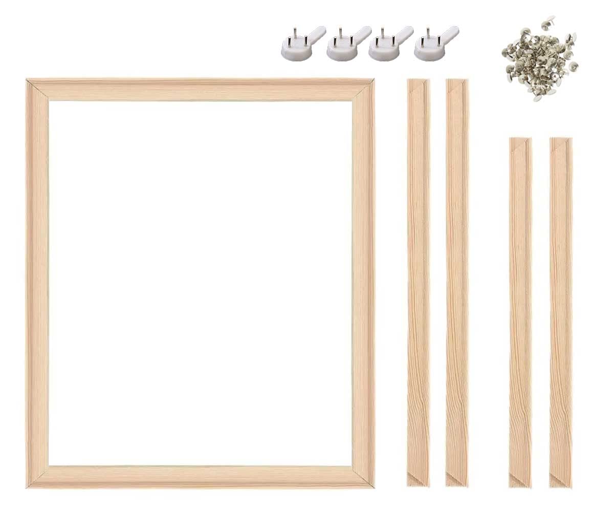 2-Pieces DIY Solid Pine Wood Canvas Stretcher Bar Frames for Oil Painting Diamond Arts Picture Photo Artwork Framing Posters Digital Printing Supplies Home Decor Wooden Frame Kit (70cm x 60cm)