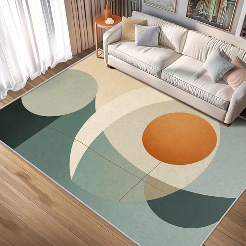 Tapis à poils courts doux style années 50 orange et antidérapant