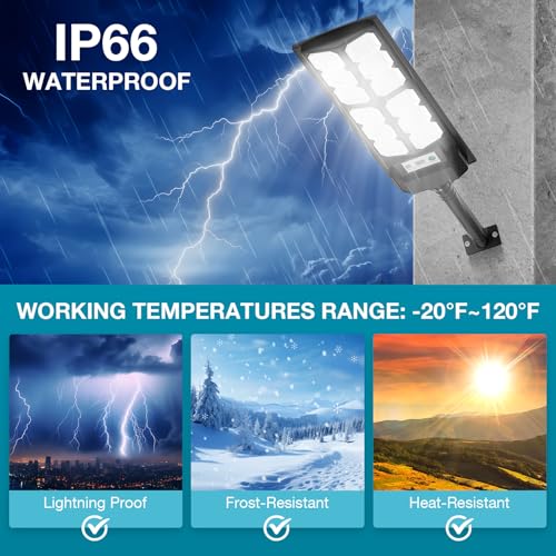 EcoJLigOas Solar Street Light Outdoor Waterproof, Wide Angle Solar Floodlight Outdoor LED Solar Car Park Light with Motion Sensor and Remote Control for Courtyard, Outdoors-6PACK by EcoJLigOas - Image 4