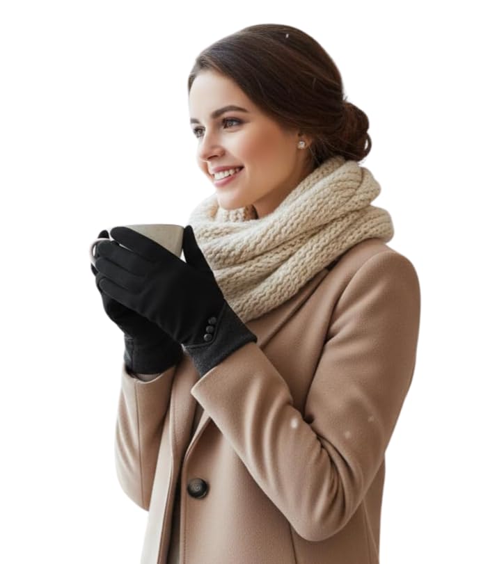 Tomorrow Winter Gloves for Women, Cold Weather Suede Gloves, Touchscreen Gloves for Women, Gloves for Cold Weather and Outdoor Activities,Plush lined gloves, Thermal winter gloves