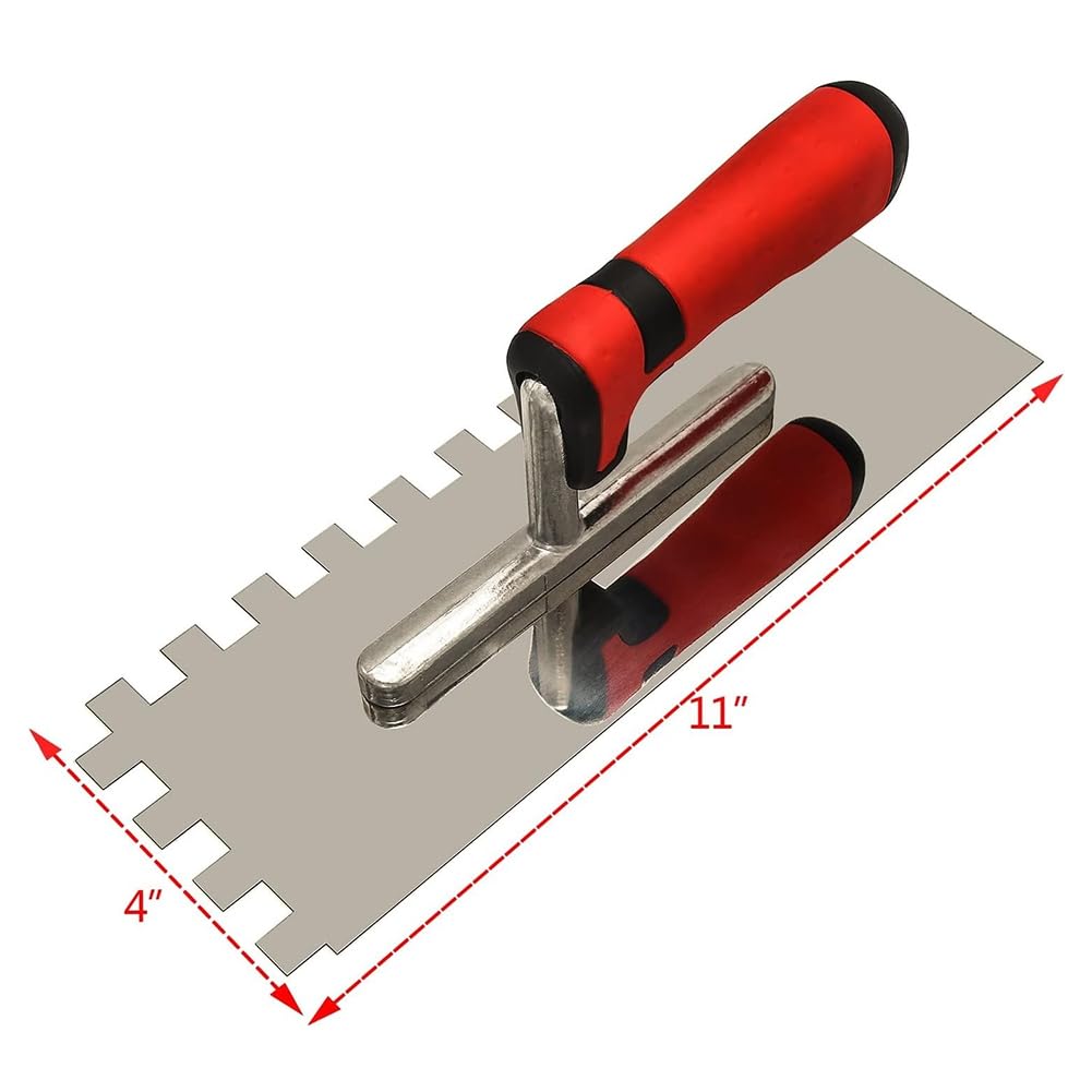 6 Piezas Herramientas para Azulejos, Juego de Llana Dentada Cuadrada de Acero Inoxidable, Llana y Esponja para Juntas para la Instalación de Azulejos.