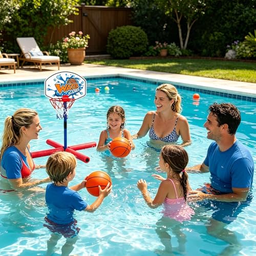 Cesta de baloncesto para piscina con base estable y diseño flotante interactivo 2