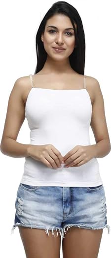 PLUMBURY Women Cotton Regular Fit Padded Adjustable Camisole with Built-in Shelf Bra(Sizes 32 to 36)