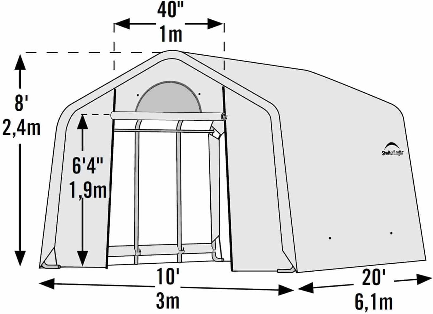 ShelterLogic 70658 Greenhouse-in-a-Box Flow Peak Roof Style Easy Access Outdoor Grow House with Translucent Waterproof Cover, 10' x 20'