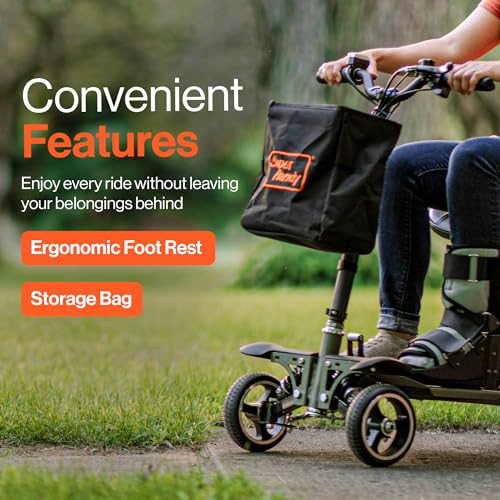 SuperHandy 4 Wheel Mobility Scooter – Lightweight, Electric, Foldable Compact Design, 48V Li-Ion Battery, Indoor & Outdoor Use, Adjustable Comfort (Green & Sand, Passport Pro) - Thumbnail 2