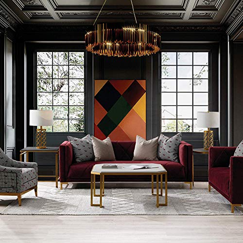 Acanva Modern Mid-Century Sofa With Velvet Upholstered Fabric, 3 Seating For Living Room, Bedroom, Dorm And Small Space, 84”W Couch, Wine Red #TOP4