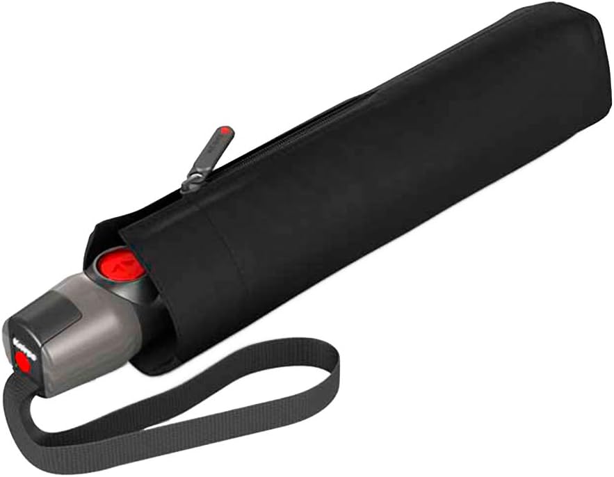 Knirps T200 Compact DuoMatic Wind Resistant Auto Open/Close Full Umbrella, Black, One Size