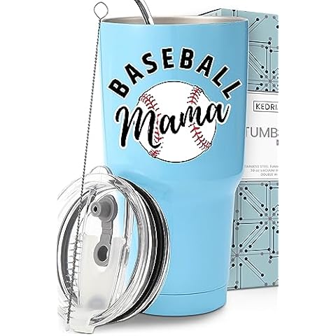 KEDRIAN Baseball Mama Tumbler 30oz, Baseball Mom Gift Ideas, Baseball Coffee Travel Mug, Birthday, Christmas, Gift Ready Cover