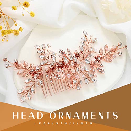 Image of Evild Wedding Hair Clips Rose Rhinestone Bridal Headpiece Prom Hair Accessories for Women