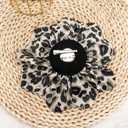 Image of PLwelth Large Flower Brooch Pins Floral Hair Clips for Women Lapel Pins for Dress Clothes Suits Wedding Party Jewelry Gifts