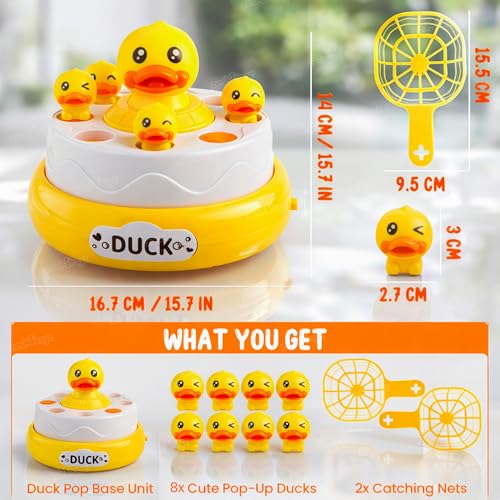 Image of Zest 4 Toyz Bouncing Duck Catch Game with Nets Interactive Jumping Duck Toy Rotating Board Game Family Fun Toddler Development Toy for Girls and Boys