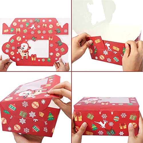 Sunseeke Christmas Cookie Boxes 24Pcs 8.3" X 6" X 3.7" White Boxes With Window, Cookie Boxes, Mini Cake Boxes, Dessert, Pastry, Small Treat Boxes #TOP6