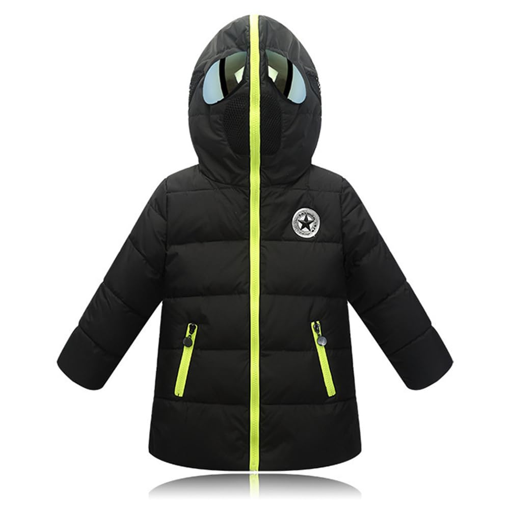 Veste Matelassée Enfant à Capuche avec Lunettes Doudoune Fille Zippée Manteau Hiver Garçon Épaissi Chaud