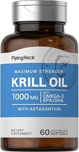 Piping Rock Aceite de krill 1000 mg 60 cápsulas blandas de liberación rápida Sin OMG, sin gluten