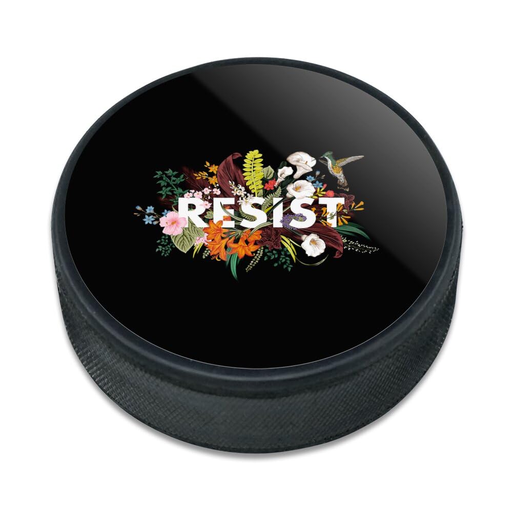GRAPHICS & MORE Feminist Resist Flowers Ice Hockey Puck