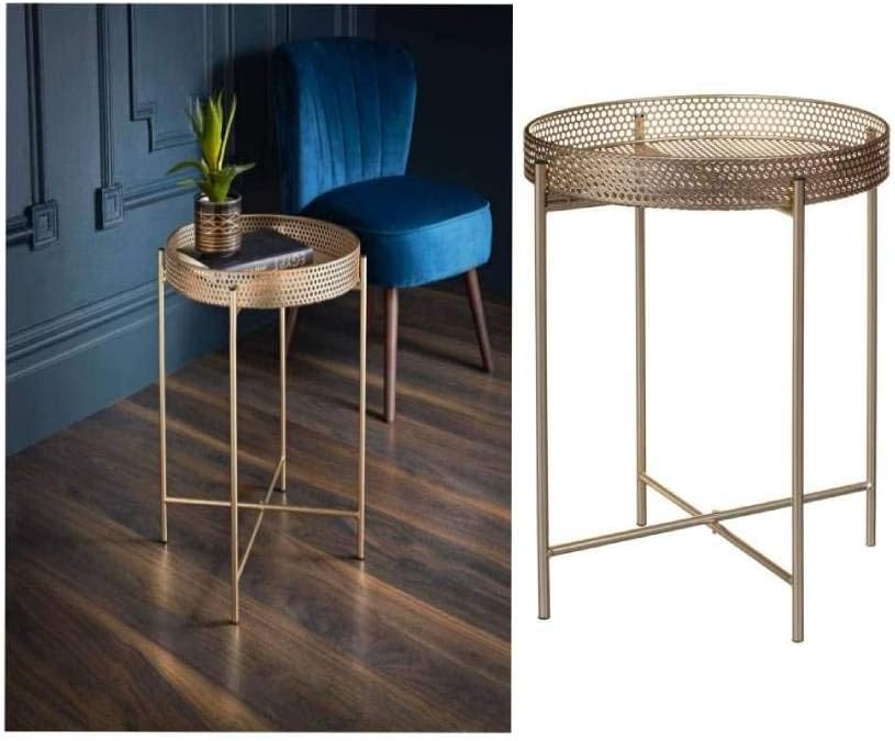 New Unique Stylish Durable Gold Tray Top Table Side Coffee Table Add Some Style To Your Living Room