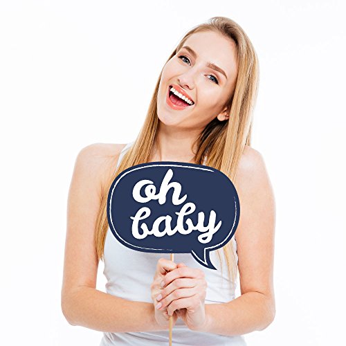 Hello Little One - Blue And Silver - Boy Baby Shower Photo Booth Props Kit - 20 Count #TOP2