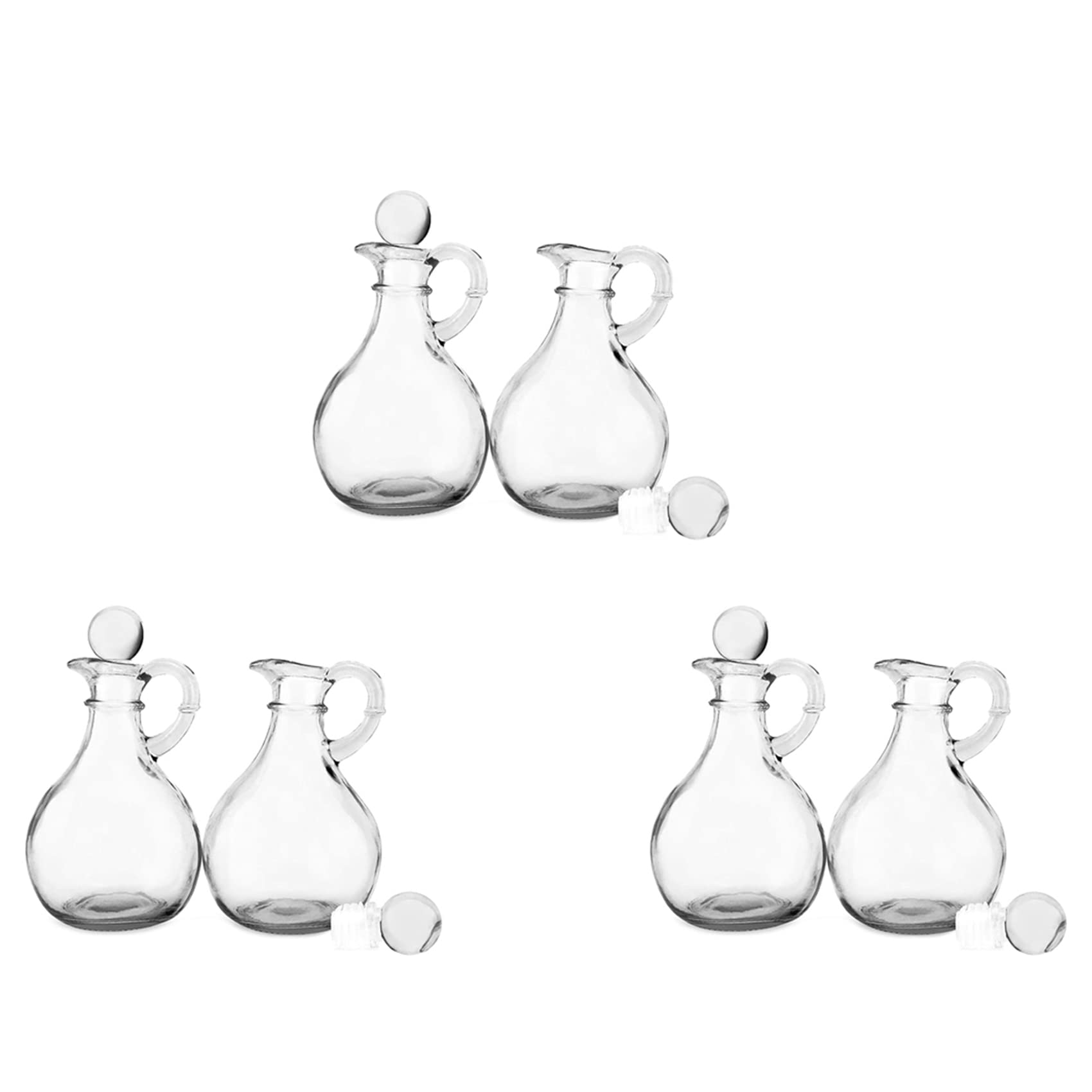 Hndhbfgrt Glass Oil and Vinegar Bottles (6 Piece Set) Round Glass Oil Dispenser Bottle with Stopper