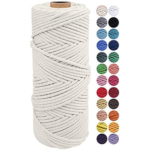 JeogYong Macrame Cord 2mm x 100m, Macrame Rope Natural Cotton Cord DIY Craft Coloured String 4-ply Piping Cord Yarn for Wall Hangings, Plant Hangers, Gift Wrapping, Home Decorations (Natural) Cover