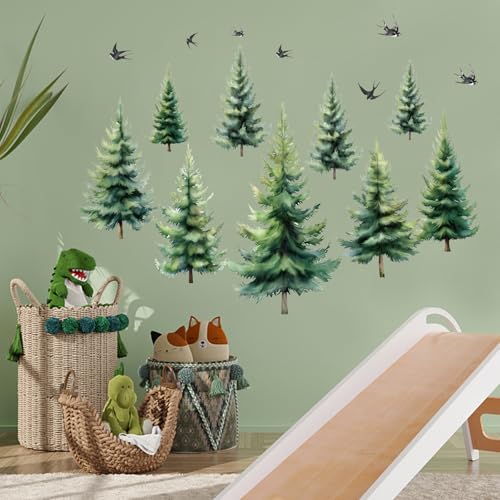 PLIGREAT 2 hojas vinilos decorativos de pared bosque de pinos